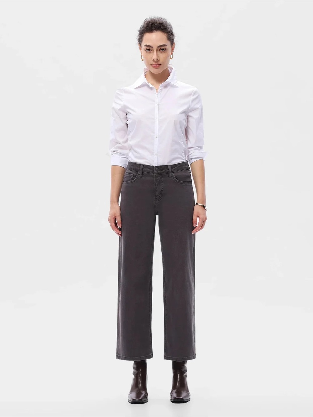 Bayeas Mid Rise Straight Leg Jeans - Grey